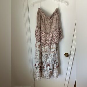 Floral tiered ruffle chiffon skirt